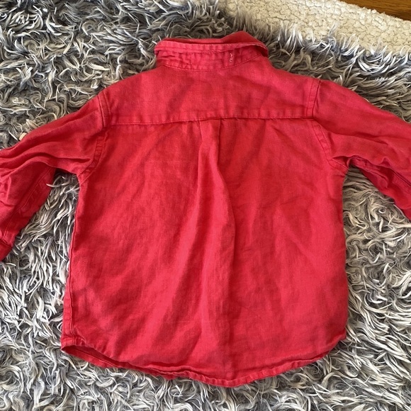 Janie & Jack Red Linen and Blue Cotton Button Down Shirt Bundle Sz 12-18 - Picture 12 of 16